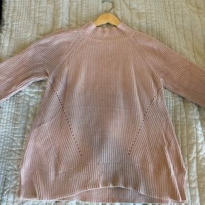 Pink cable knit detailed stitch mock neck sweater from the Gap